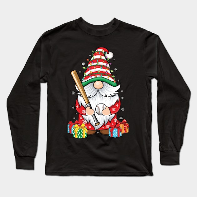 cute gnomes Baseball lover's funny Christmas gnome baseball Long Sleeve T-Shirt by UNXart